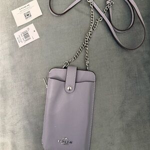 Coach Leather Phone Wallet in Lavender Gray